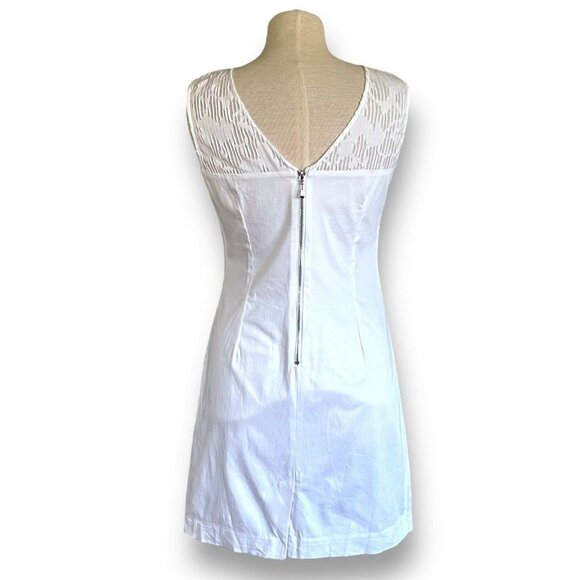 Patrizia Luca Womens Sheath Dress Sz M White Stretch Cotton Low Back Cocktail - Picture 7 of 8